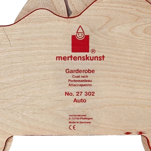 Mertens Kunst Germany Wood Child's Coat Rack Wall Hanging Bear Driving Car - Picture 4 of 8